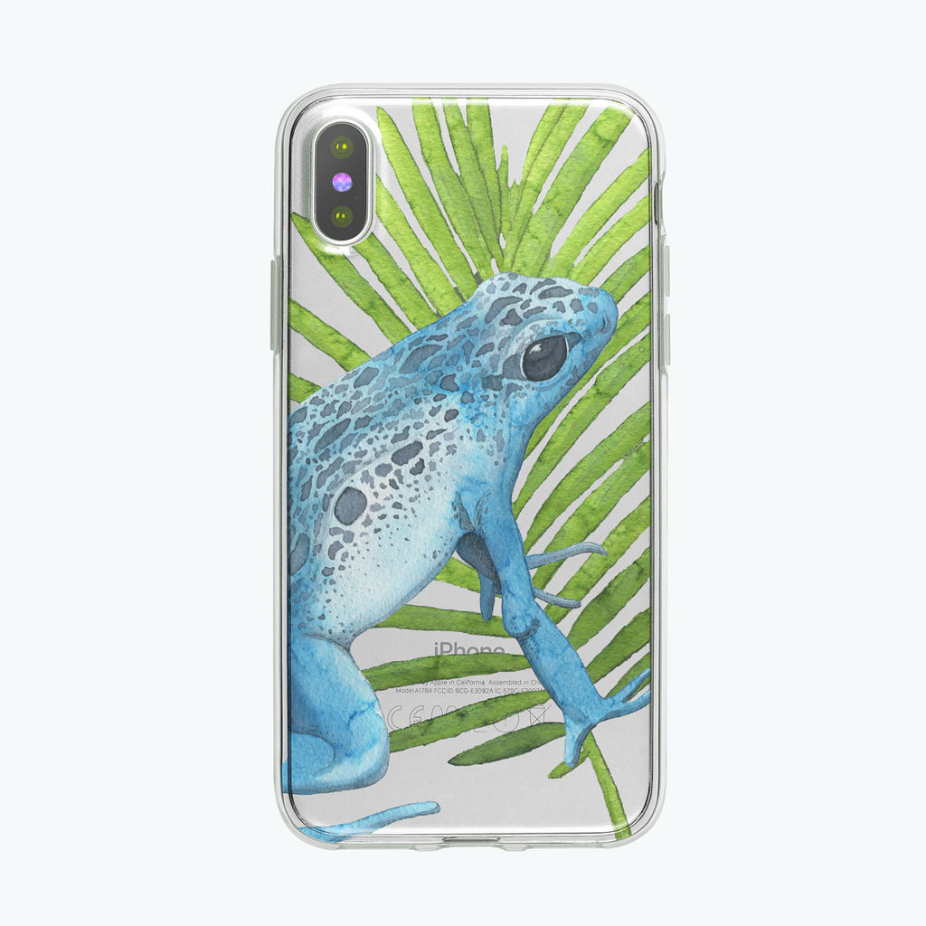 Blue Perky Frog iPhone Case by Tiny Quail