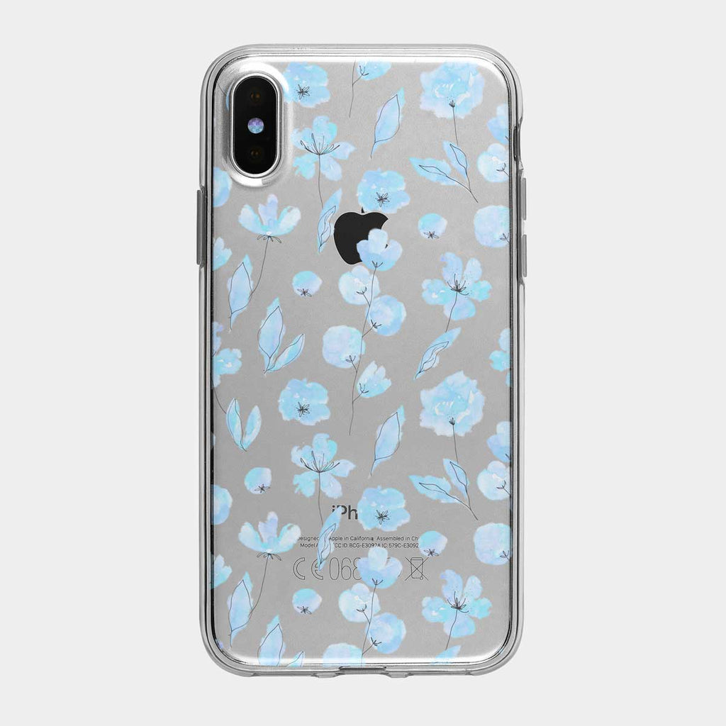 Blue Ink Floral Clear iPhone Case from Tiny Quail