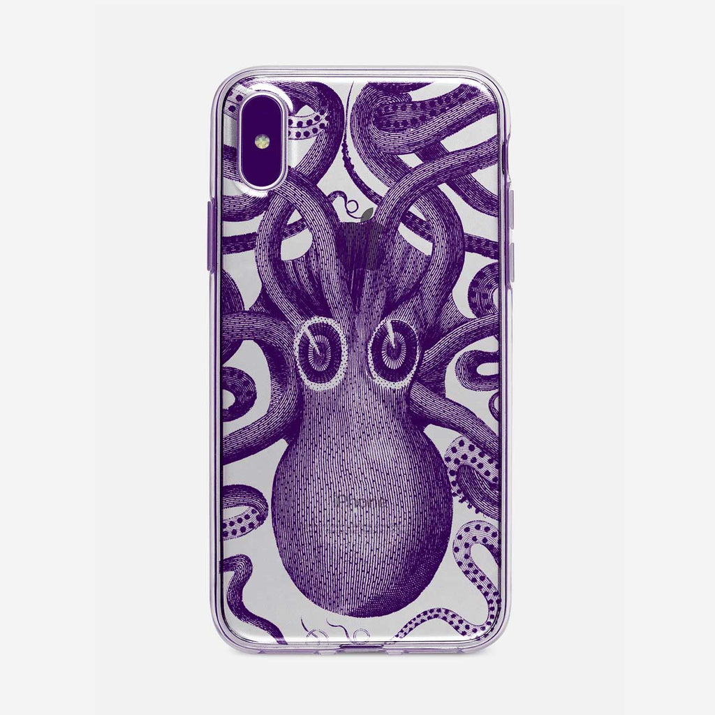 Purple Octopus Clear iPhone Case by Tiny Quail
