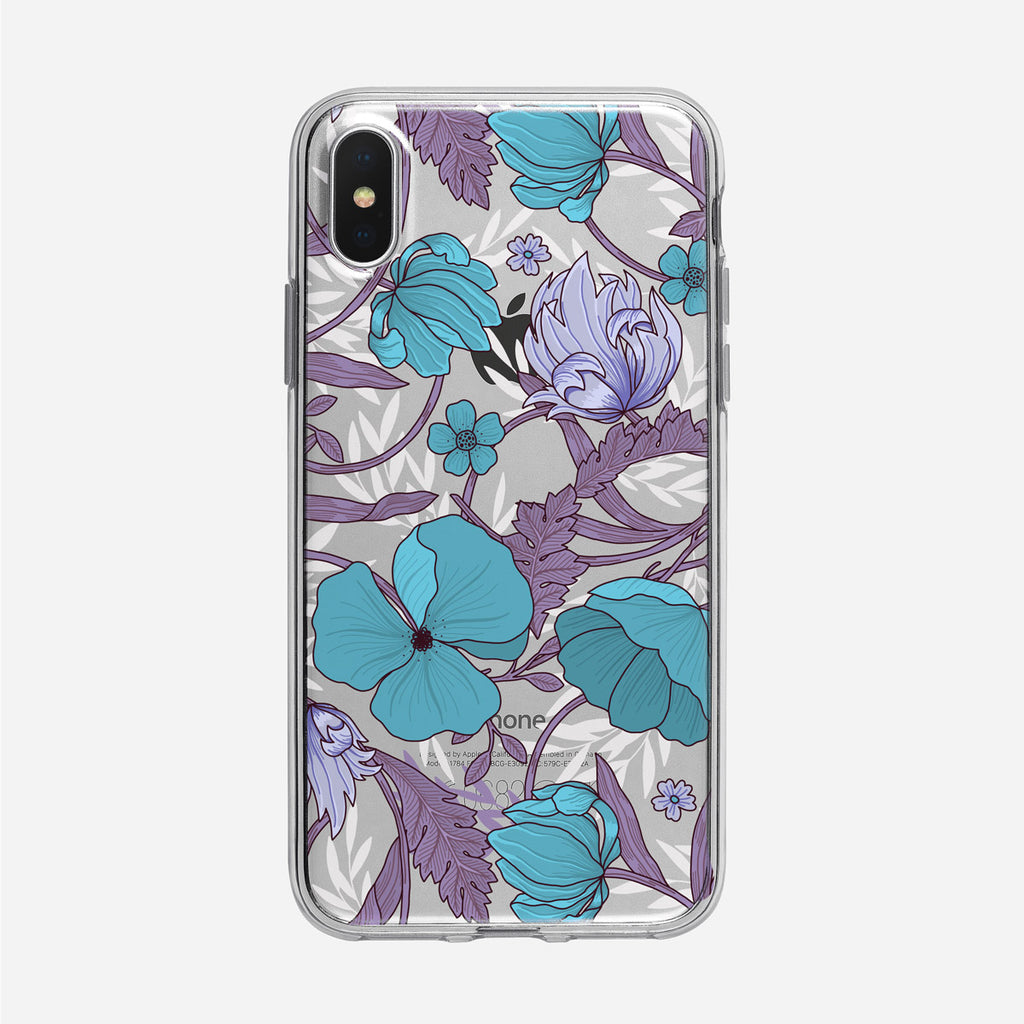 Art Nouveau Blue Floral Clear iPhone Case from Tiny Quail