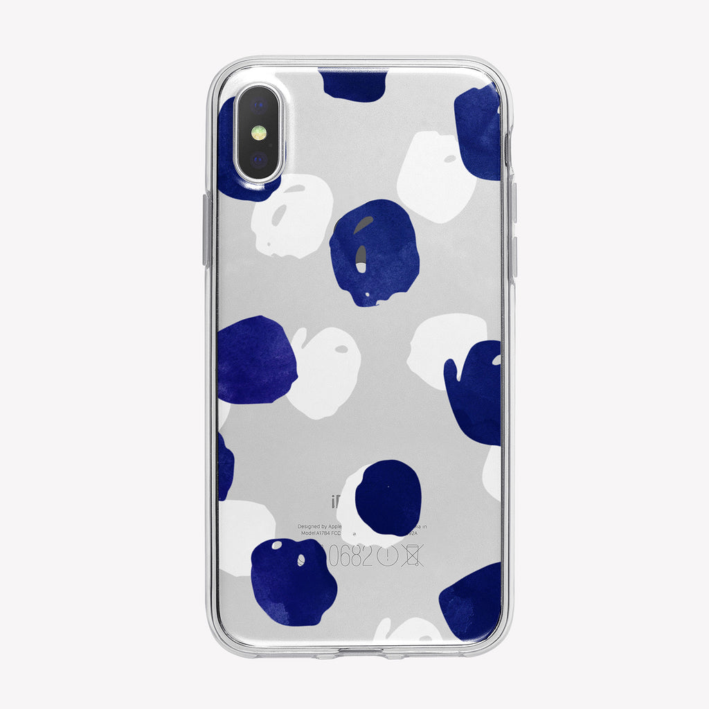 Large Blue and White Dots Clear iPhone Case from Tiny Quail