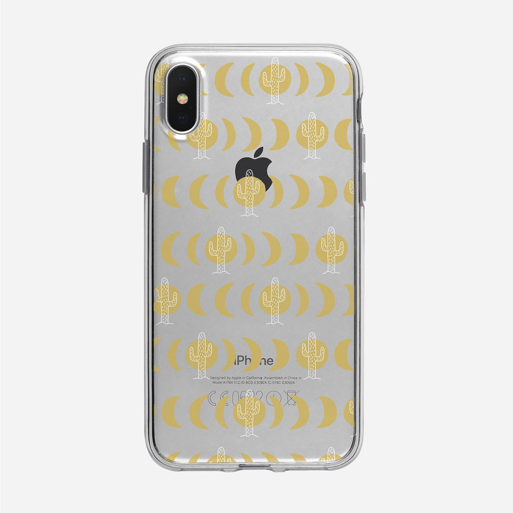 Cosmic Moon and Cactus Pattern iPhone Case from Tiny Quail