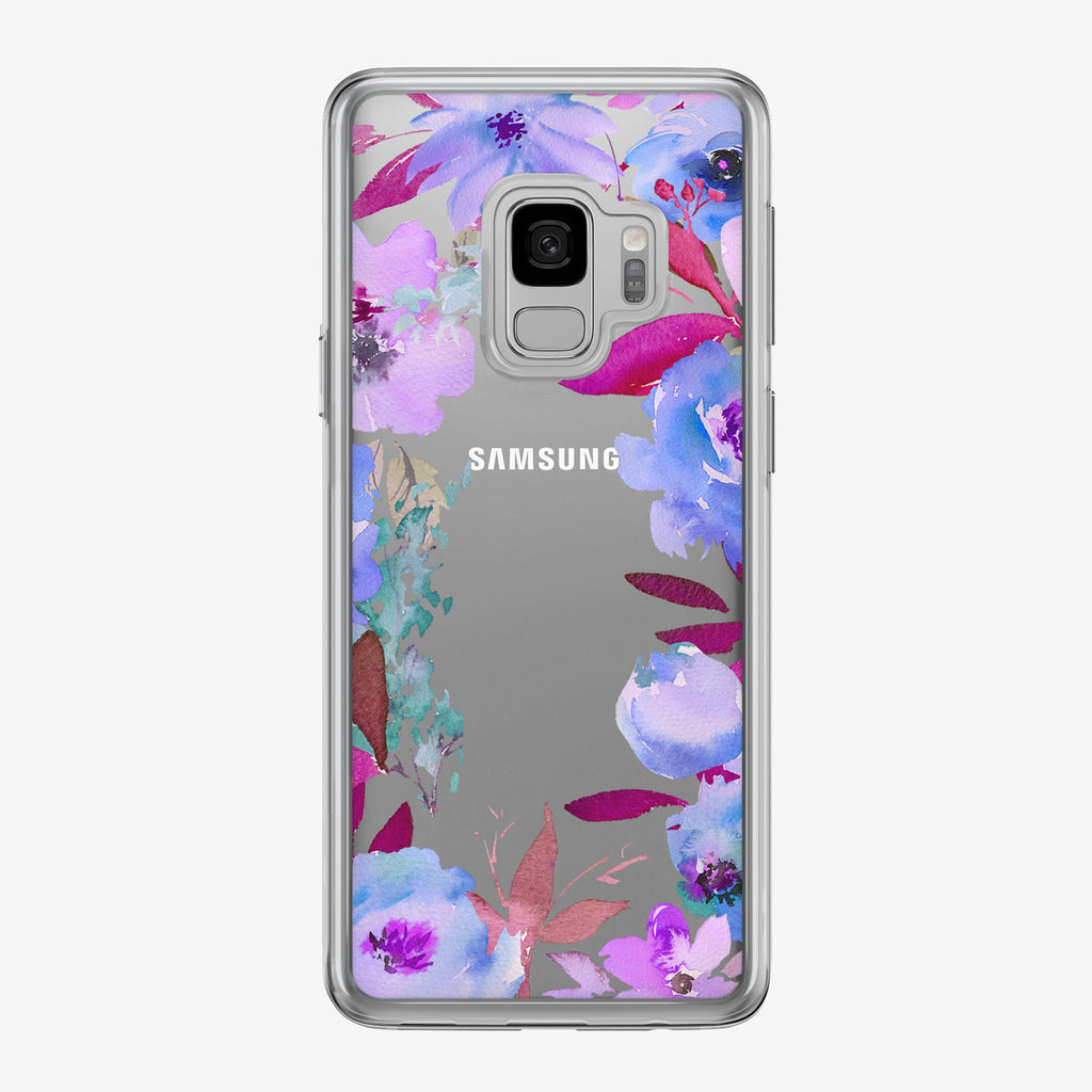 Purple Floral Framed Clear Samsung Galaxy Phone Case from Tiny Quail
