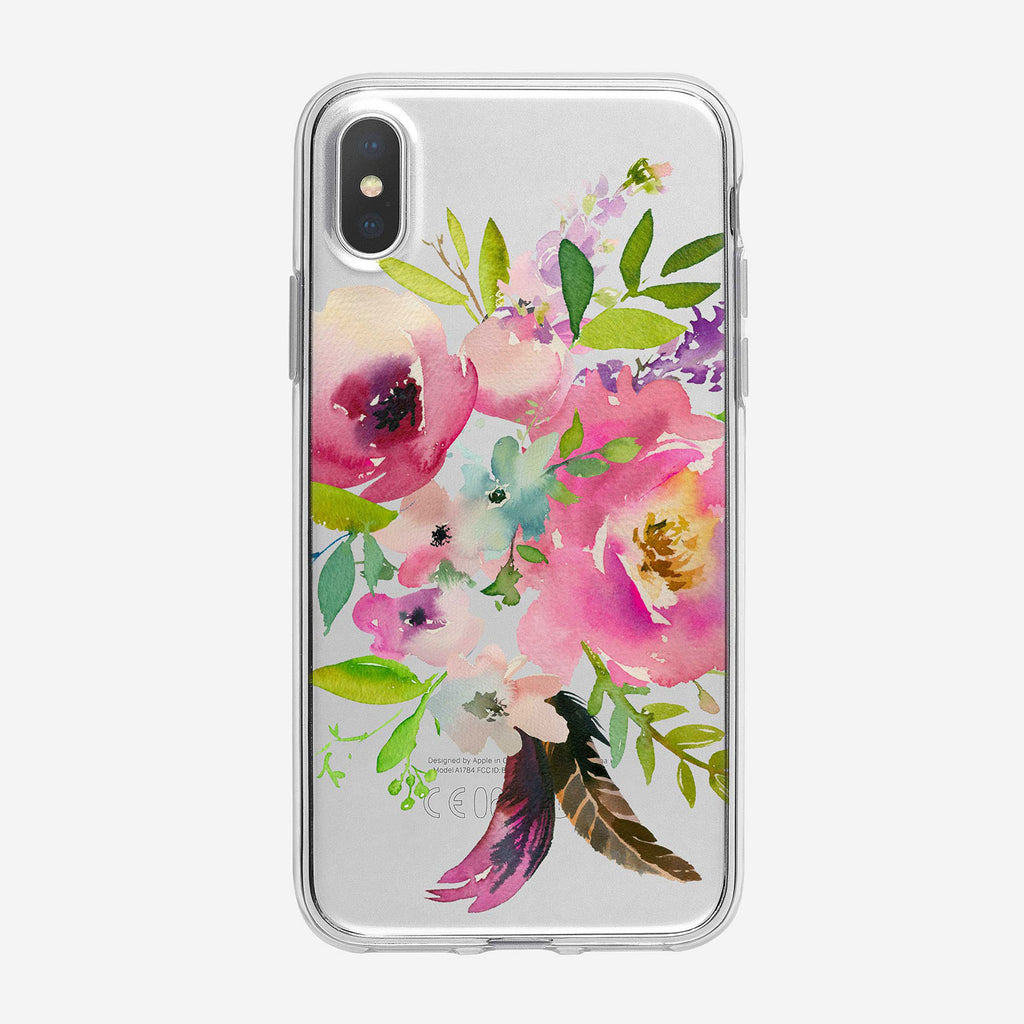 Watercolor Boho Bouquet Clear iPhone Case From Tiny Quail