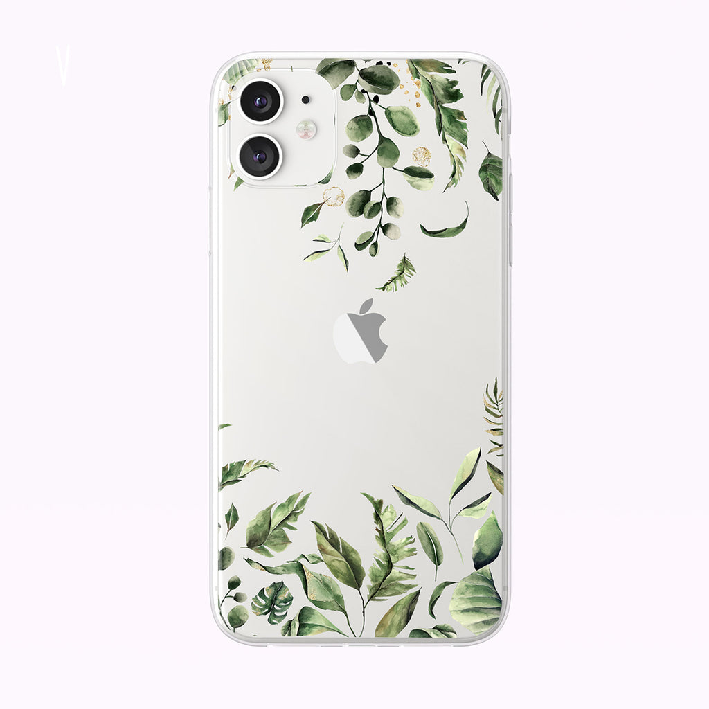 Watercolor Jungle Border Clear iPhone Case from Tiny Quail