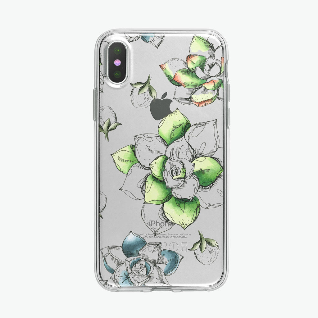 Green Succulents Pen and Ink Botanical iPhone Case from Tiny Quail