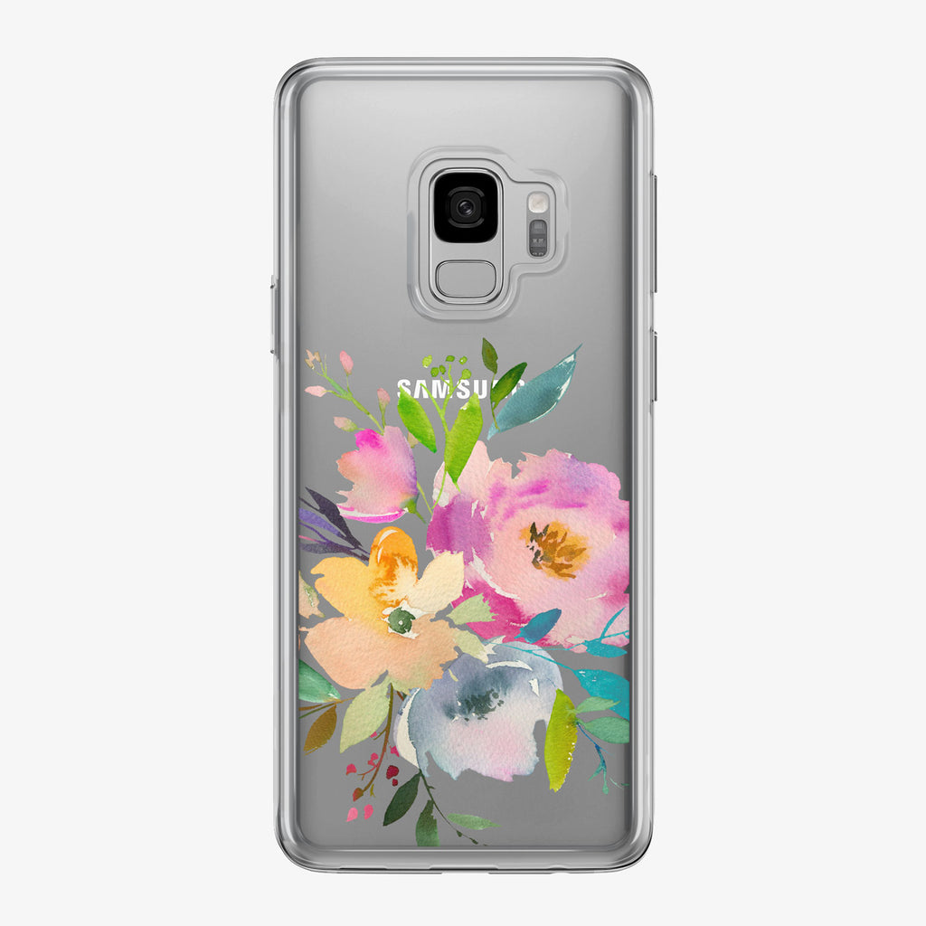 Pink and Orange Bouquet Clear Samsung Galaxy Phone Case from Tiny Quail