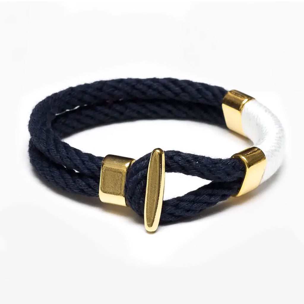 Camden Bracelet Navy, White, Gold by Allison Cole Jewelry