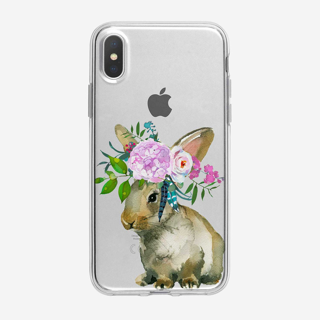 Cute Bunny Bouquet iPhone Case by Tiny Quail