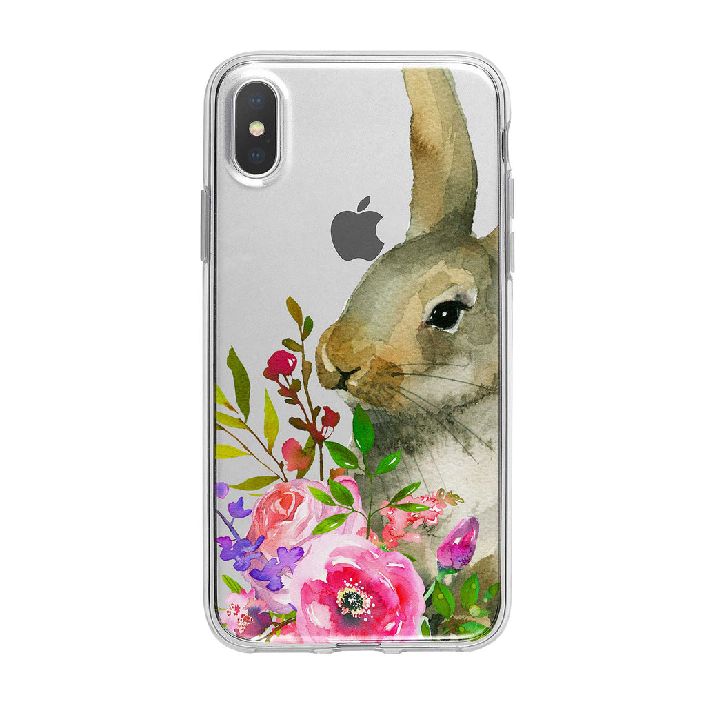 Adorable Bunny Bouquet Clear iPhone Case from Tiny Quail