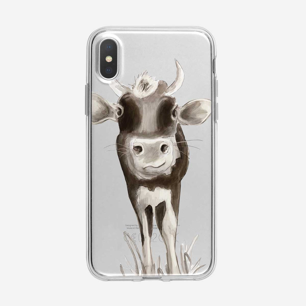 Black and White Cow Clear iPhone Case by Tiny Quail
