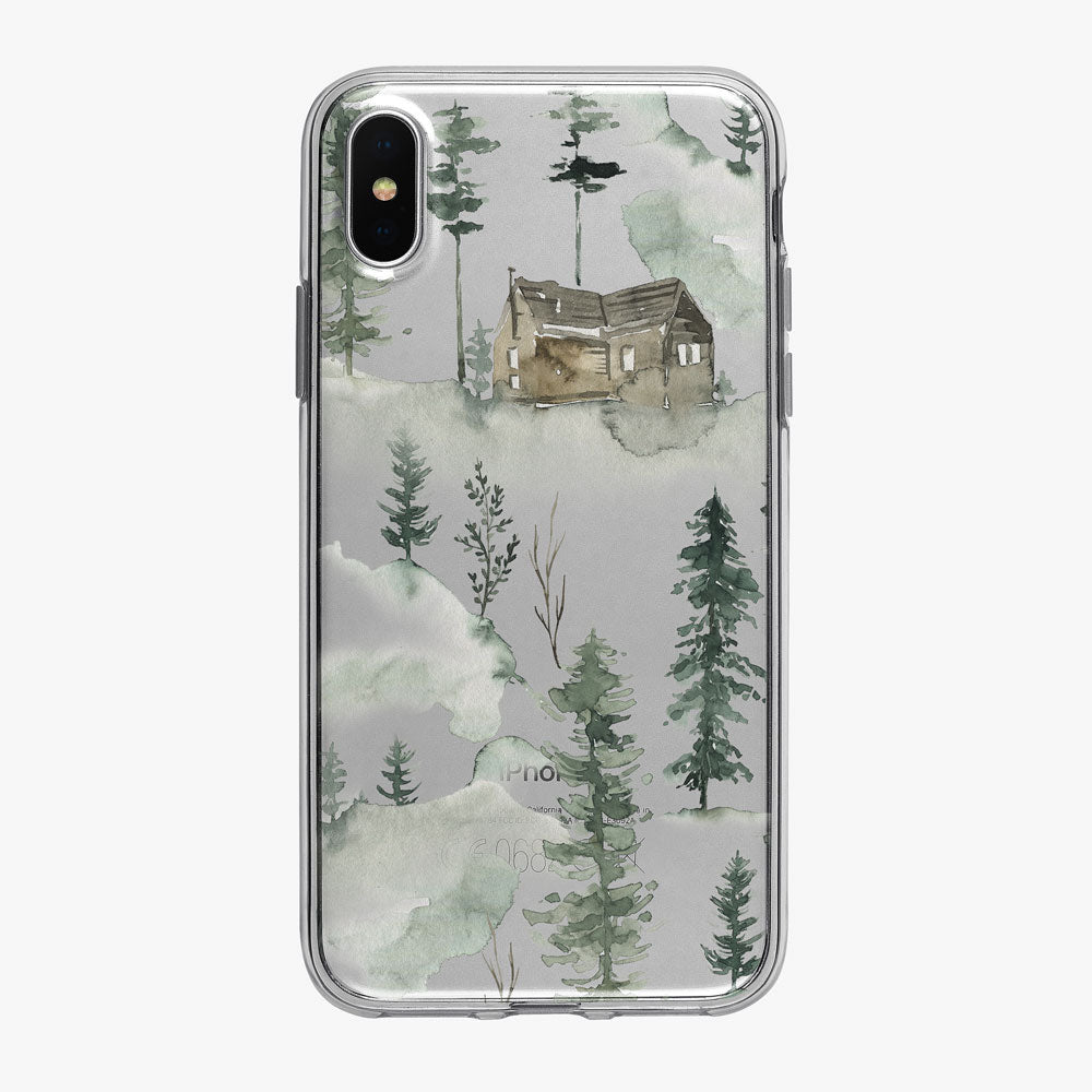 Cabin in the Cloudy Forest iPhone Case from Tiny Quail 