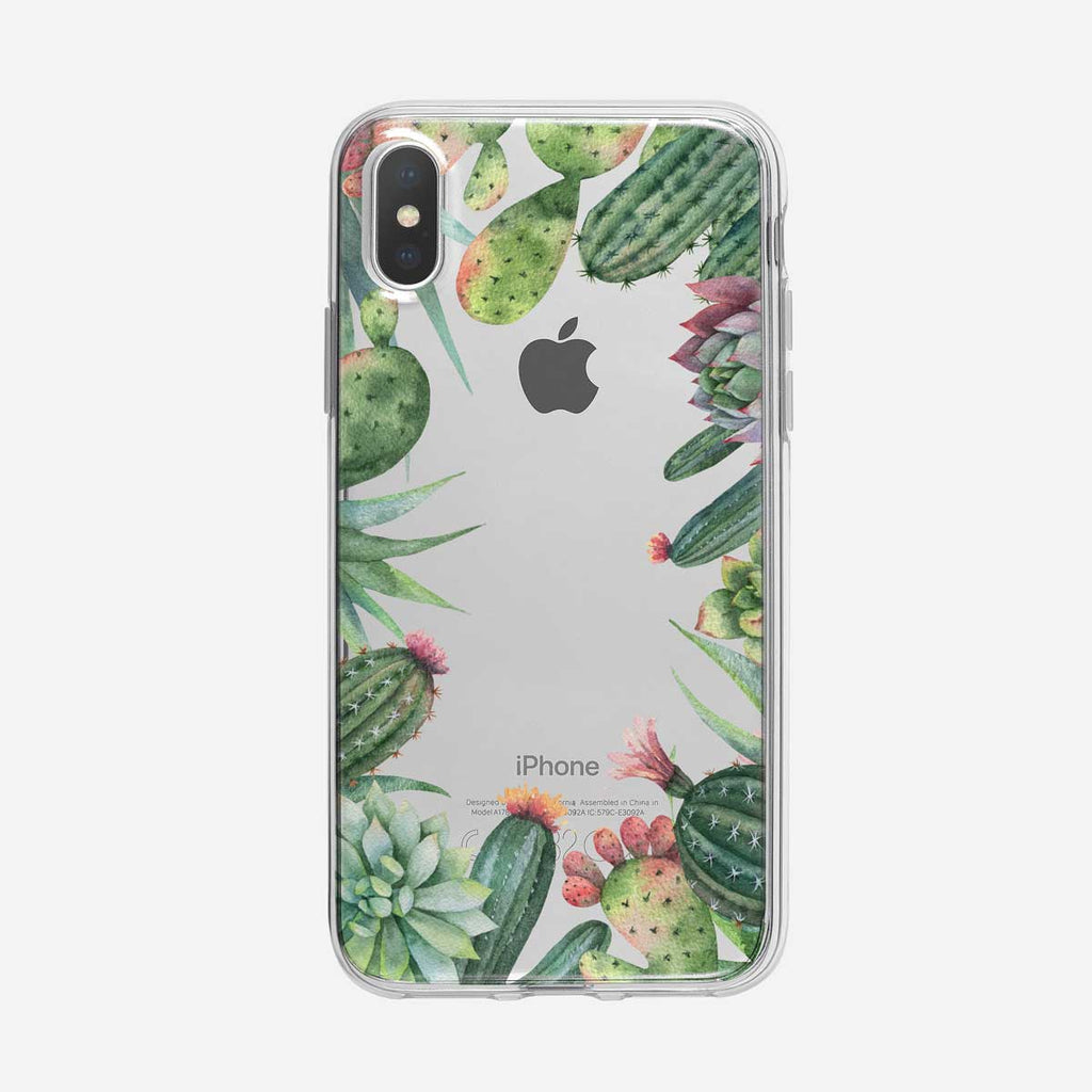 Prickly Cactus Frame Clear iPhone Case from Tiny Quail