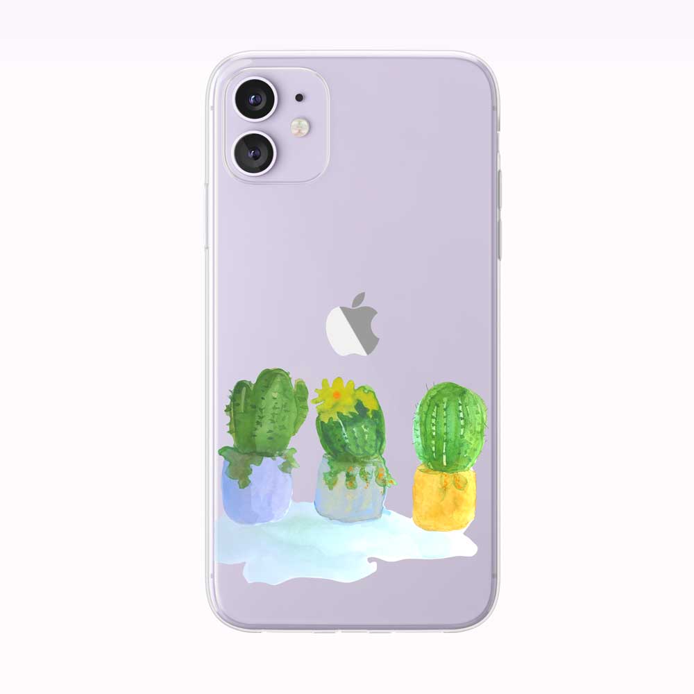 Watercolor Cactus Trio in Pots iPhone Case by Tiny Quail