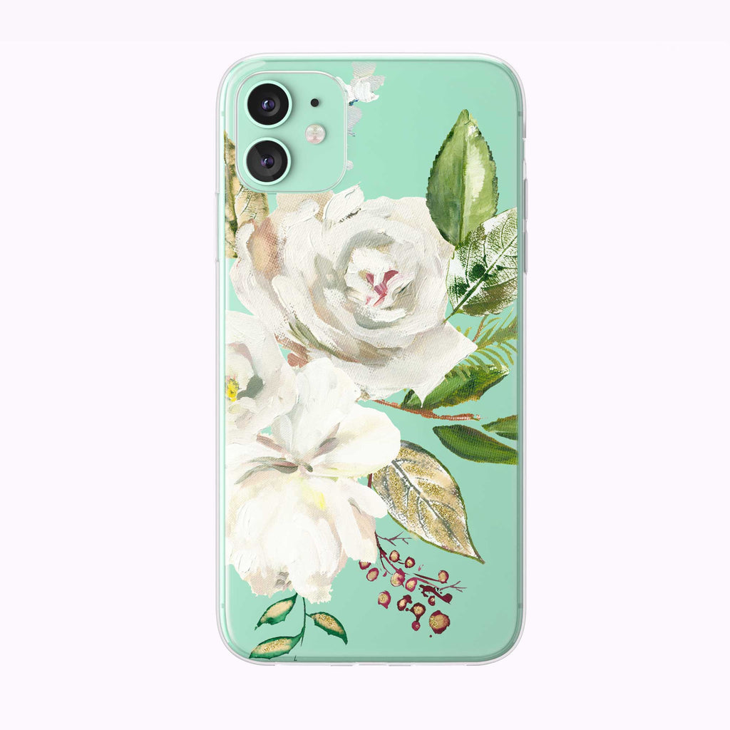 Rose Bouquet Oil Painting  iPhone Case from Tiny Quail on Green iphone