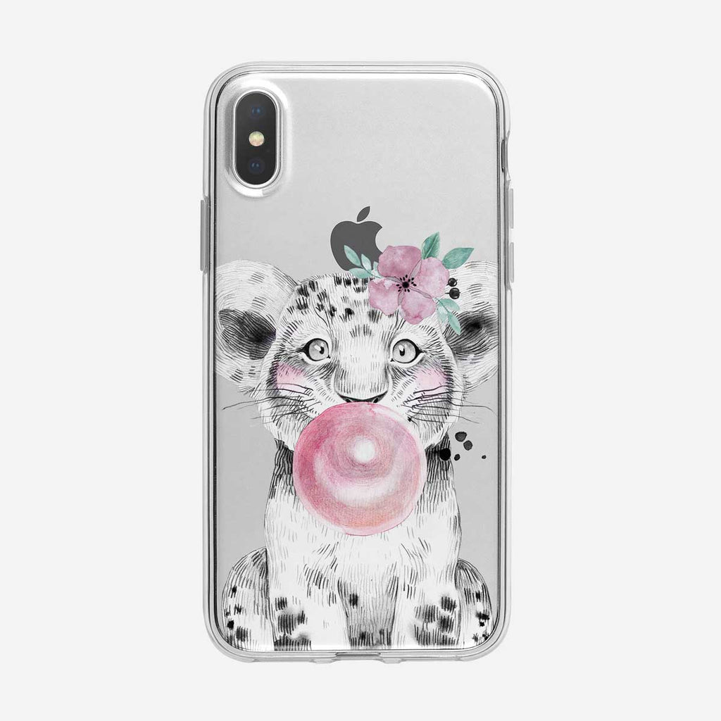 Bubble Gum Blowing Baby Lion Clear iPhone Case from Tiny Quail
