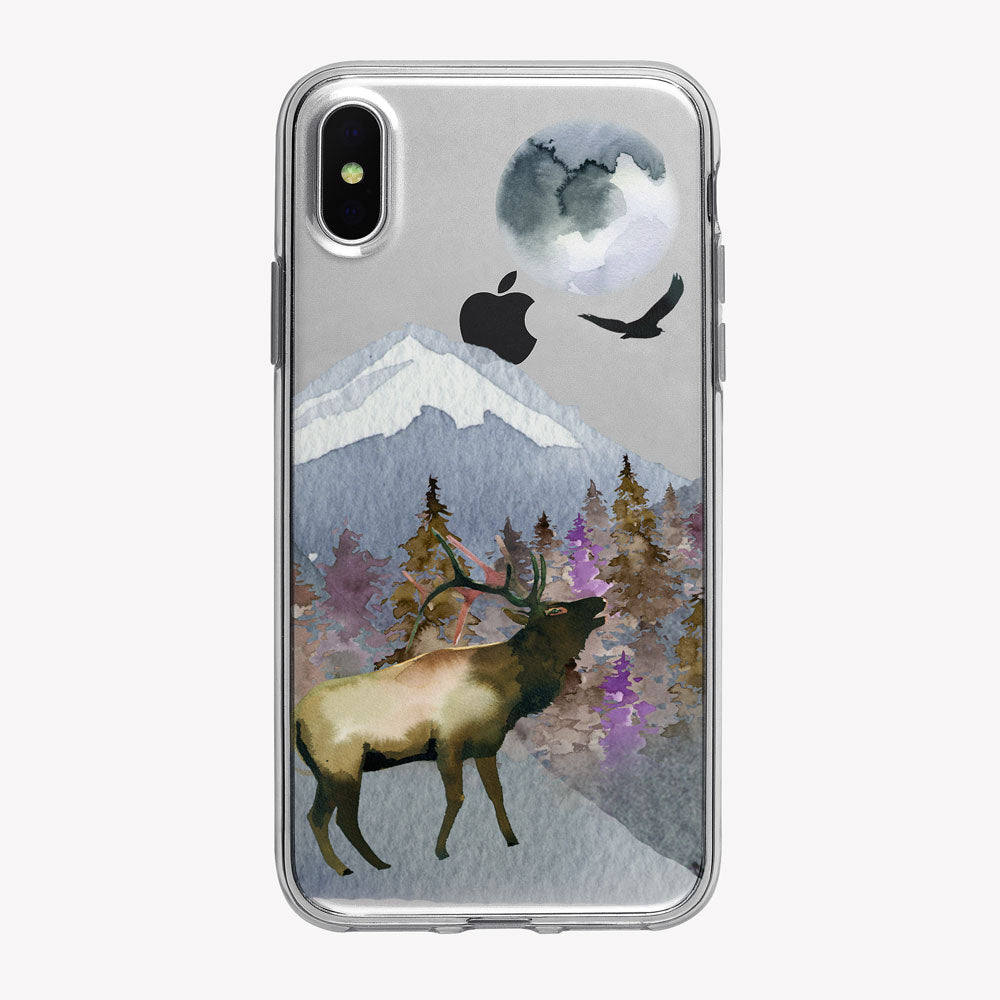 Chuckling Mountain Elk Clear iPhone Case from Tiny Quail