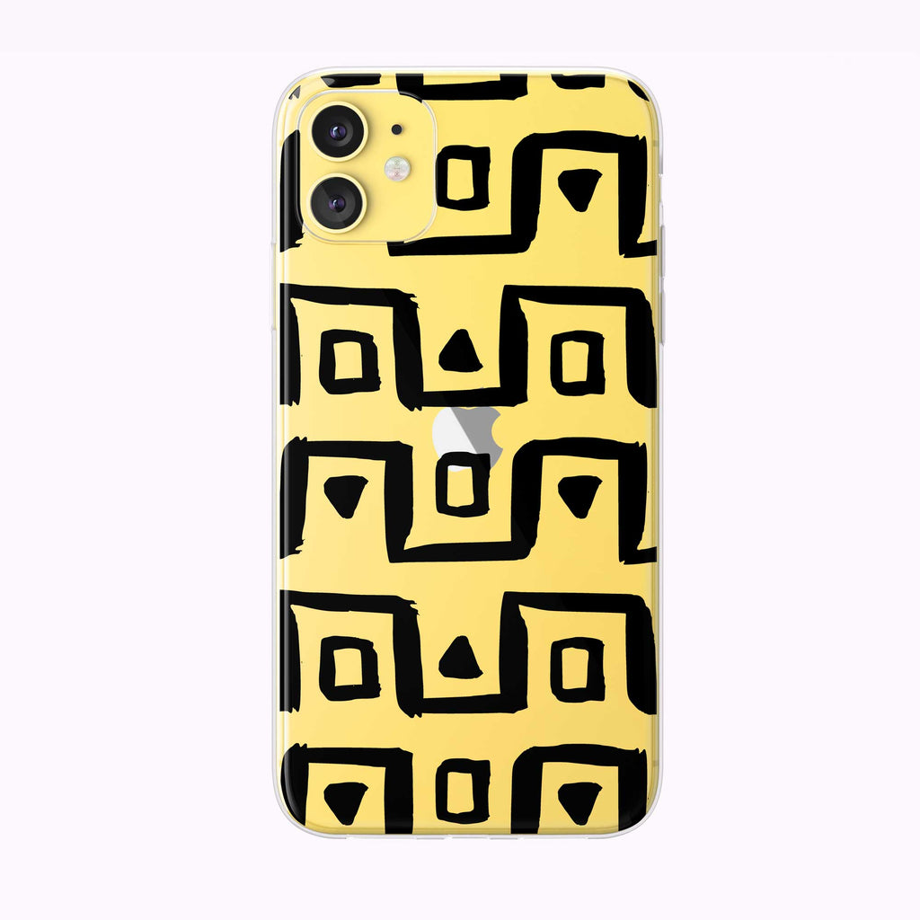 Chunky Lines Pattern Yellow Clear iPhone Case from Tiny Quail