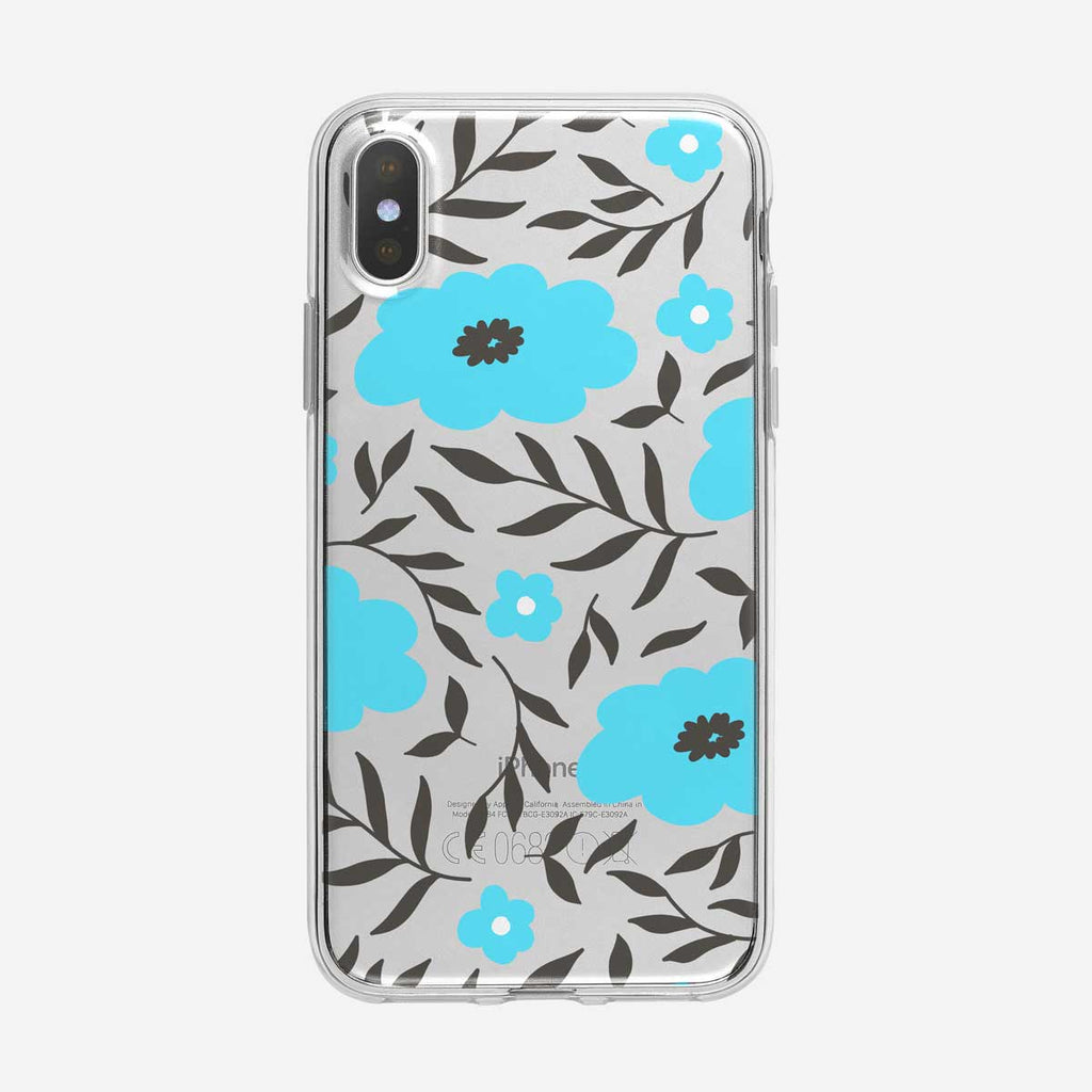 Colorful Blue Flower Pattern Clear iPhone Case from Tiny Quail