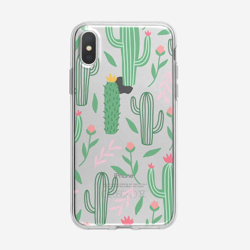 Colorful Cactus Flower Pattern Clear iPhone Case from Tiny Quail