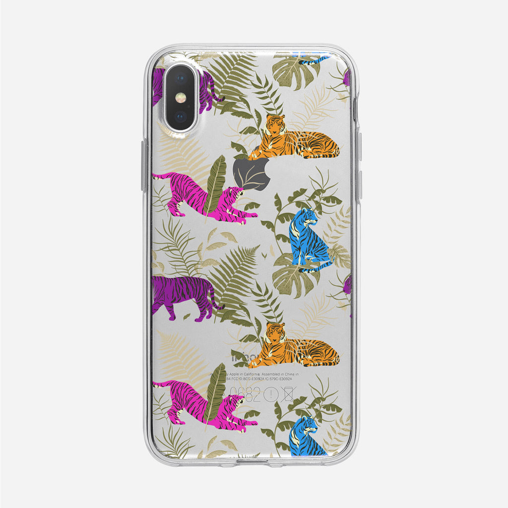 Multicolored Tiger Pattern Clear iPhone Case from Tiny Quail