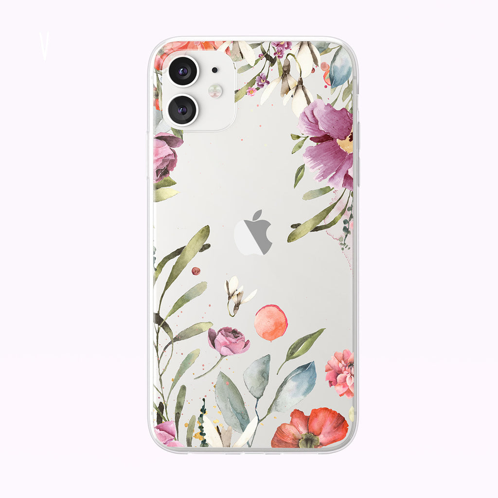 Summery Forest Floral Border Clear iPhone Case from Tiny Quail