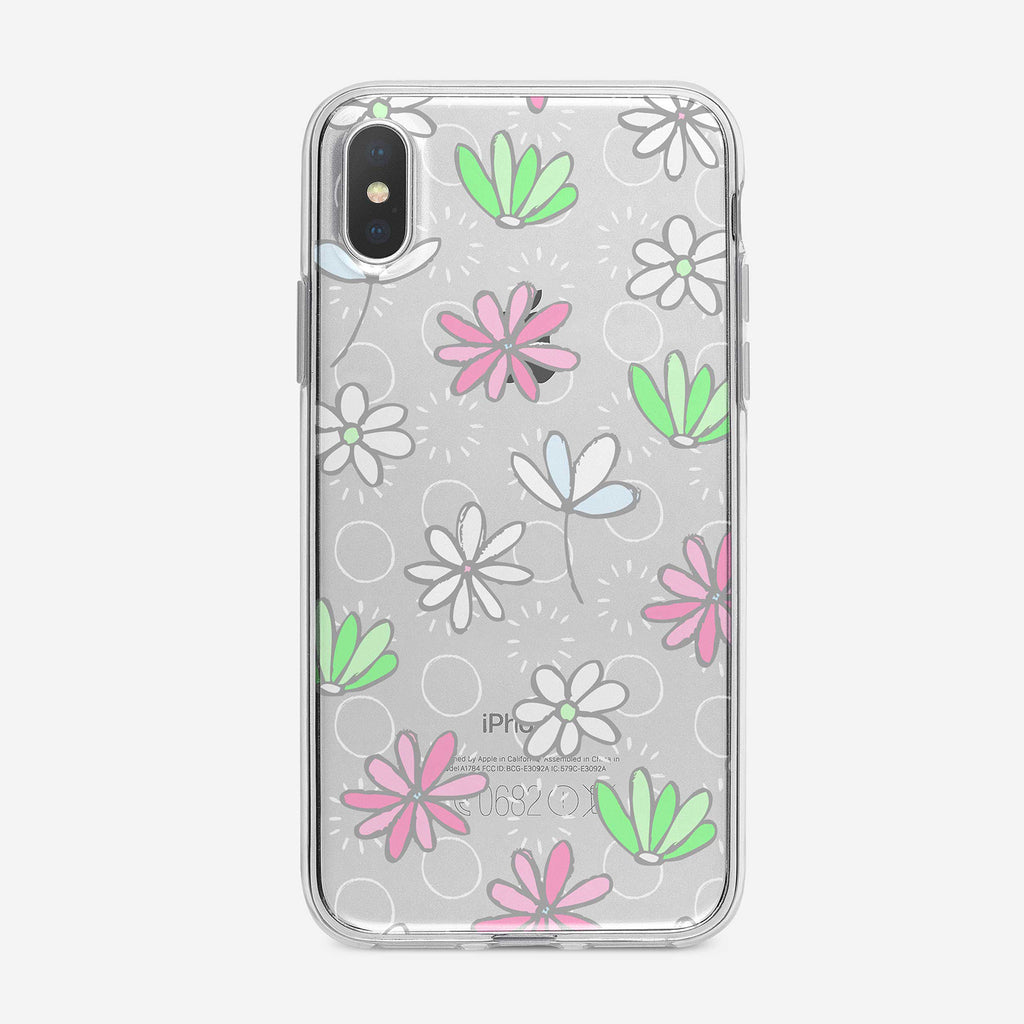 Retro Flowers with Circles iPhone Case from Tiny Quail