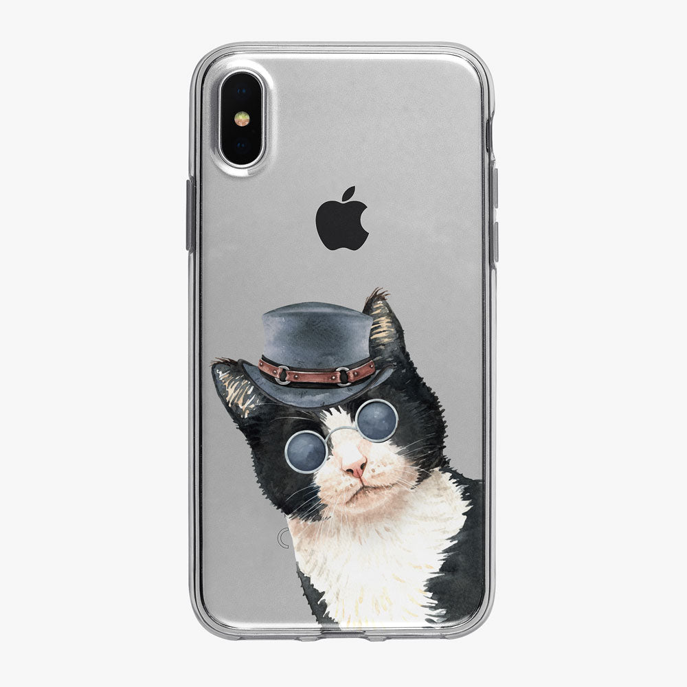Cat Philosophy Peeking Dapper Kitty iPhone Case from Tiny Quail