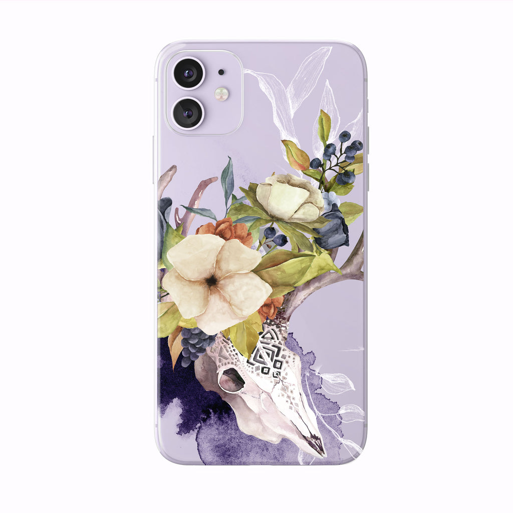 Watercolor Fall Skull and Floral  iPhone Case from Tiny Quail