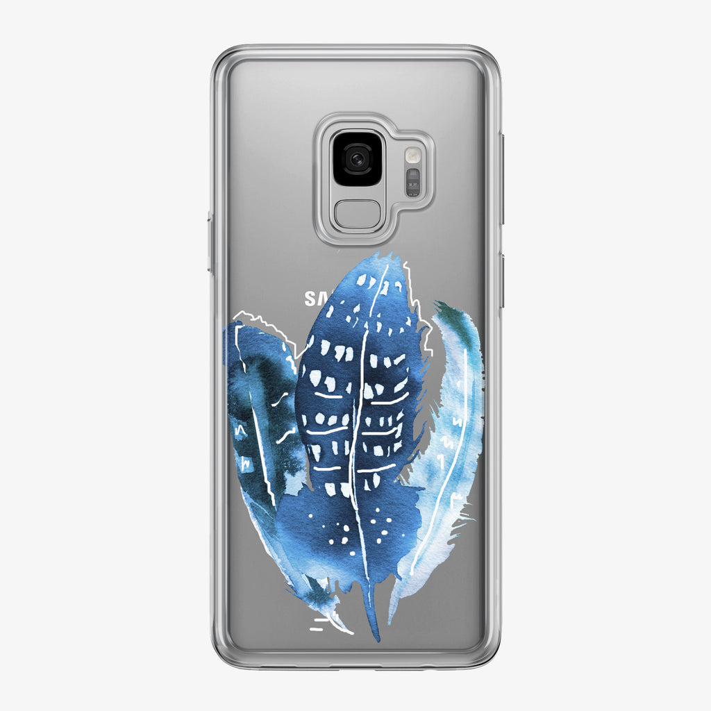 Boho Blue Feathers Samsung Galaxy Phone Case from Tiny Quail