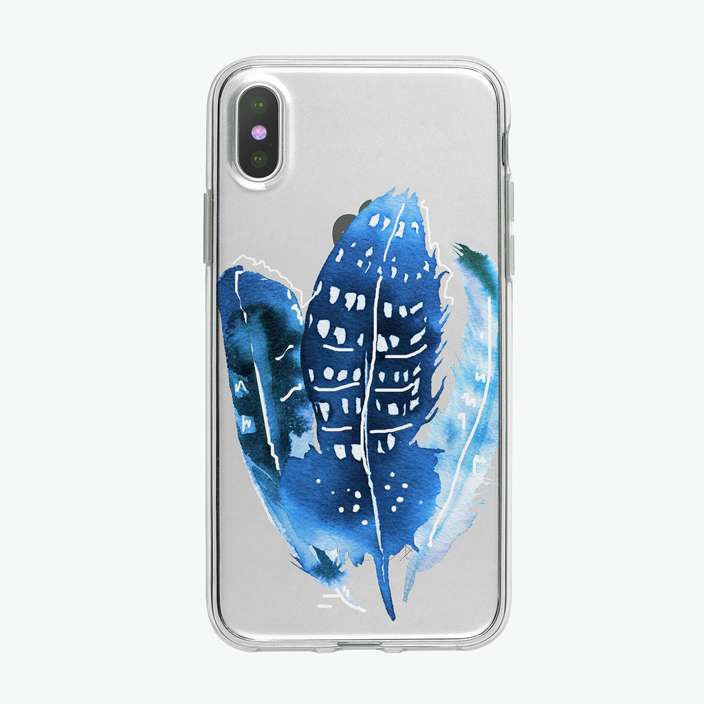 Boho Blue Feathers iPhone Case from Tiny Quail