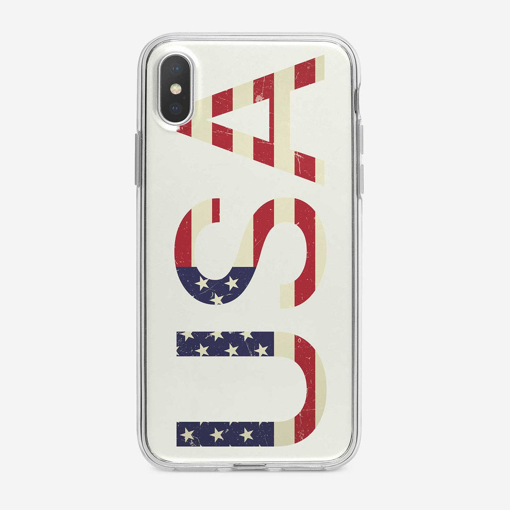 American Flag with U.S.A Text iPhone Case by Tiny Quail