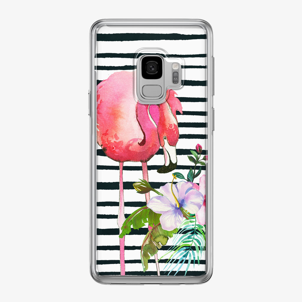 Floral Flamingo with Stripes Samsung Galaxy Phone Case from Tiny Quail