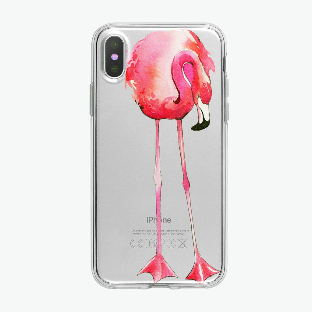 Solitary Flamingo Clear iPhone Case from Tiny Quail