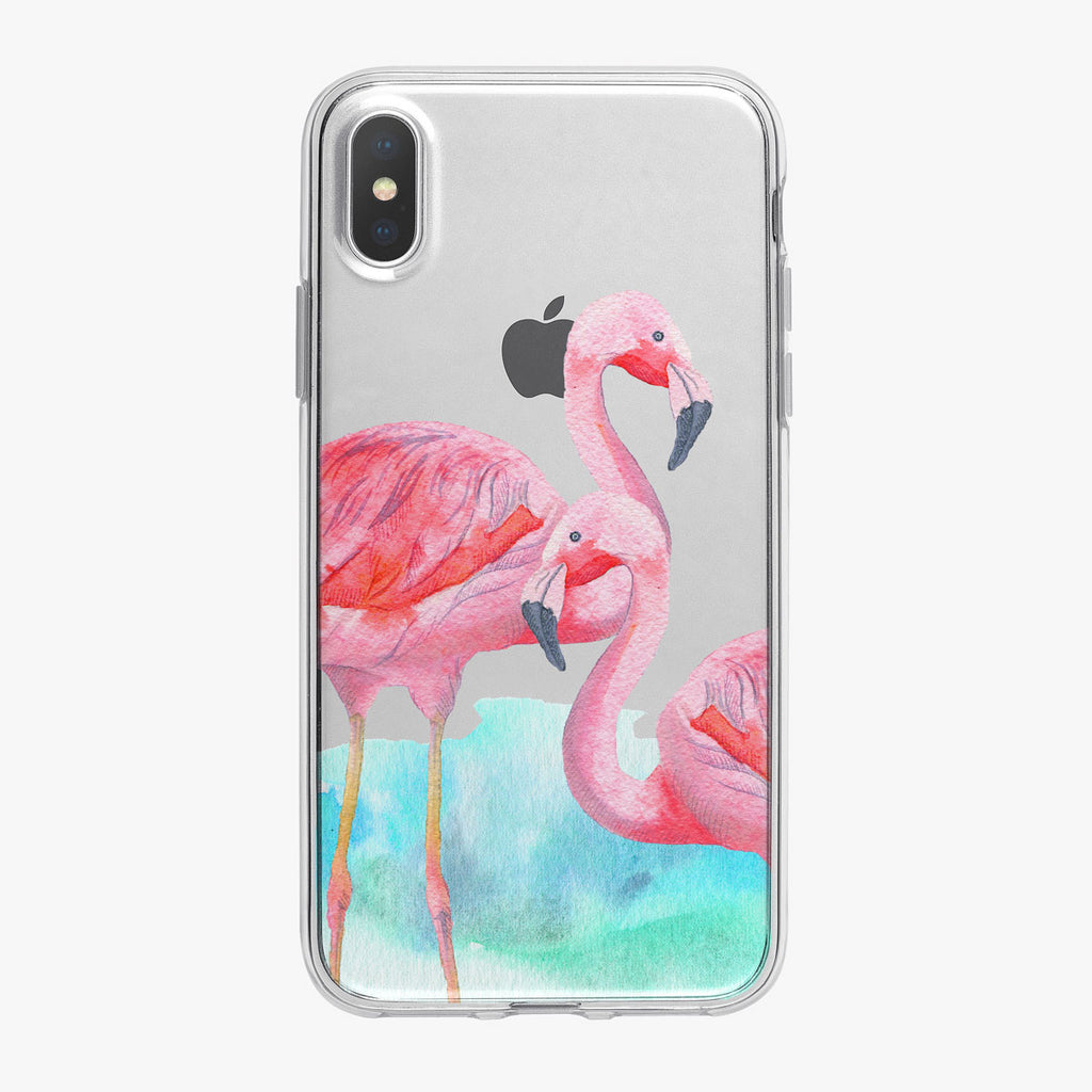 Watercolor Basking Flamingos iPhone Case from Tiny Quail