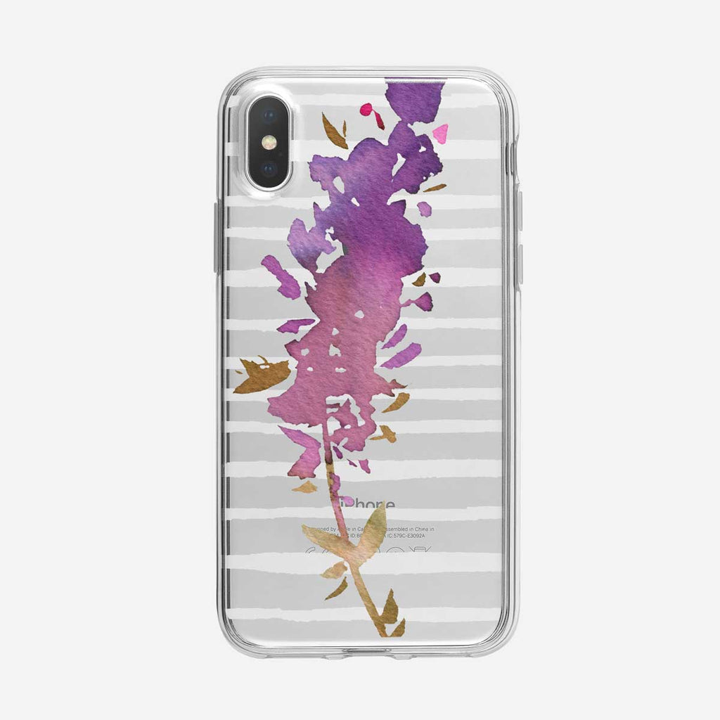 White Striped Floral Spray iPhone Case From Tiny Quail