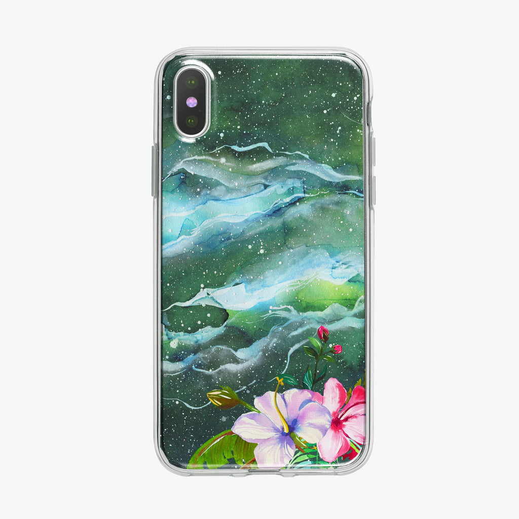 Flowers in Space iPhone Case by Tiny Quail