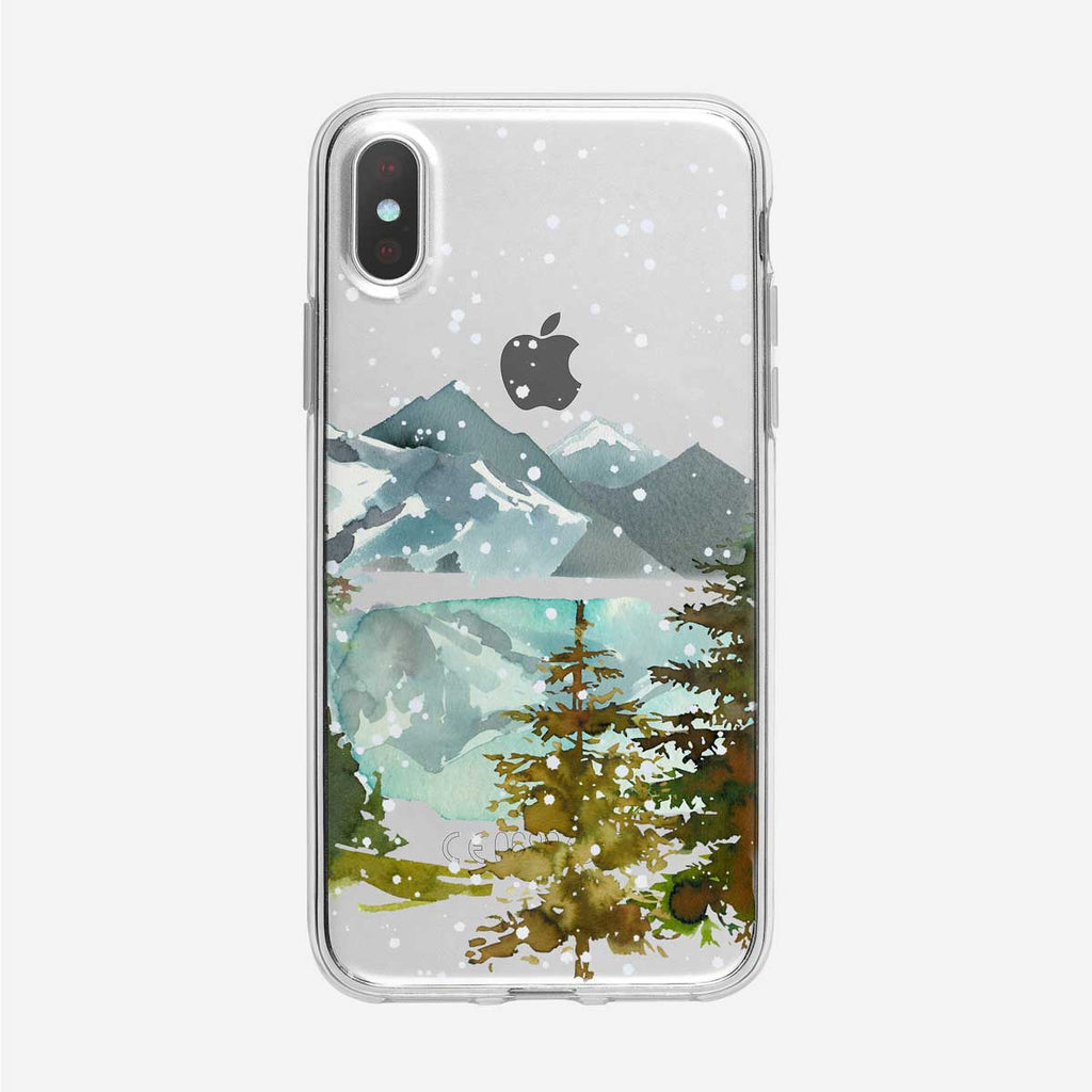 Snowing Forest Lake iPhone Case from Tiny Quail