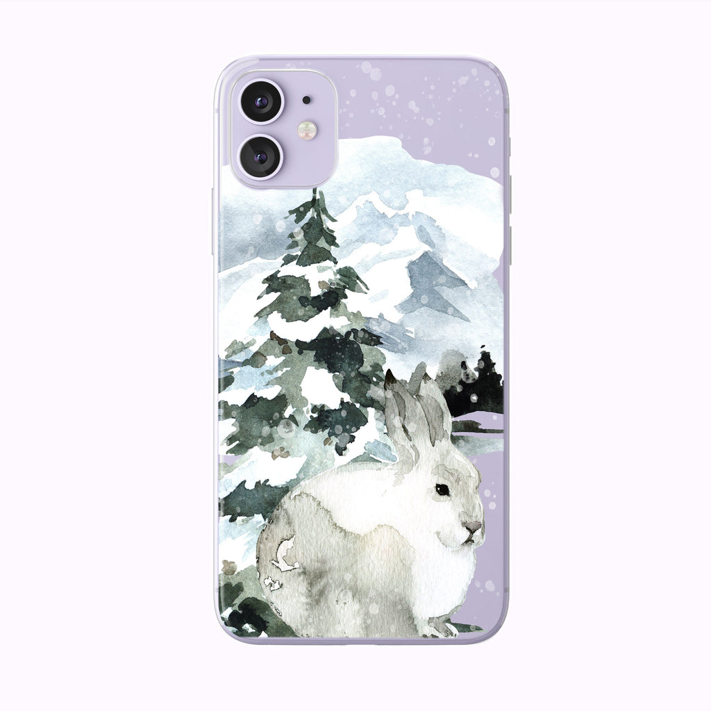 purple Mountain Forest Snow Bunny iPhone Case from Tiny Quail