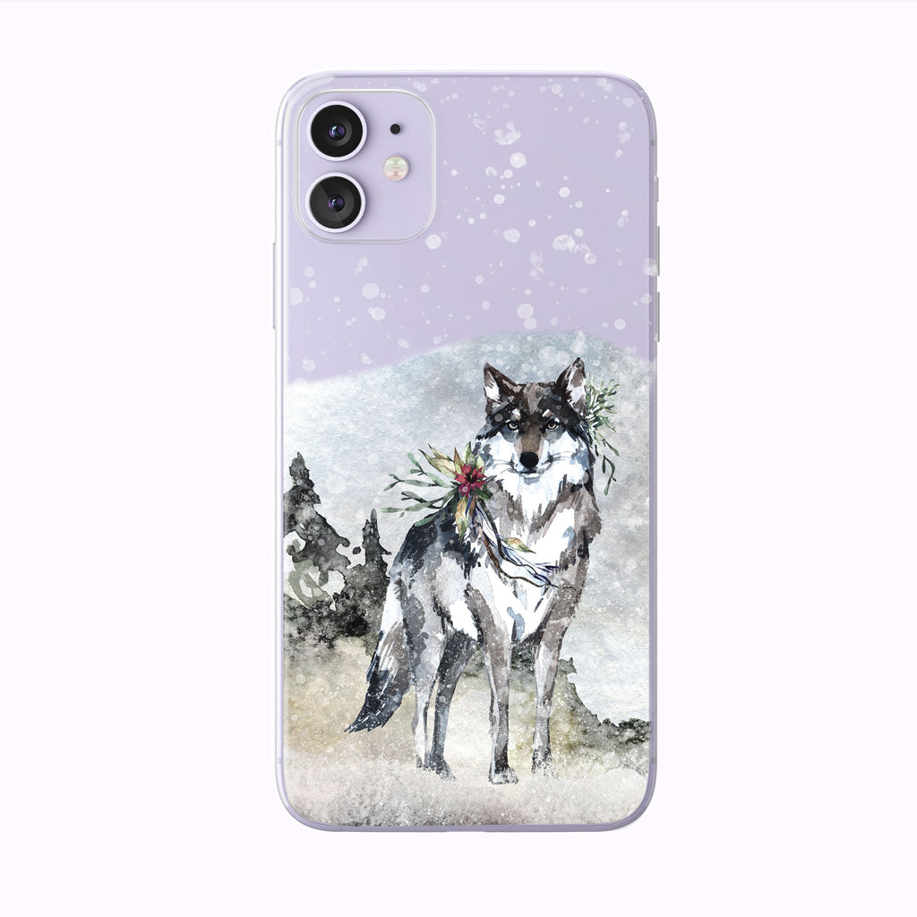 purple Mountain Forest Snow Wolf iPhone Case from Tiny Quail