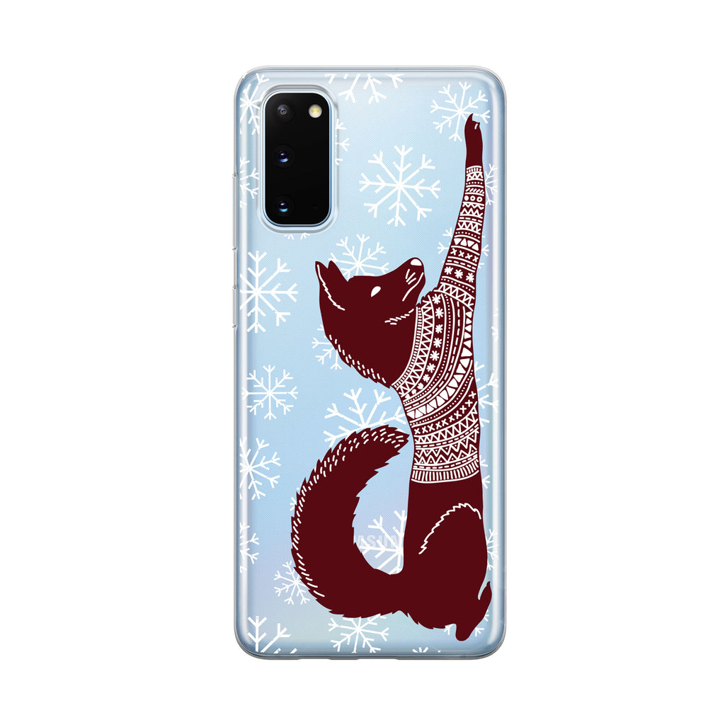 Snowy Mountain Moon fox blue Samsung Galaxy Phone Case From Tiny Quail