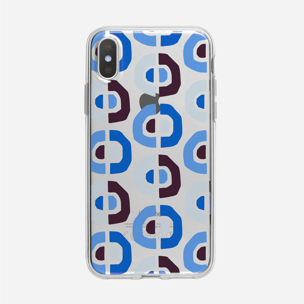 Funky Blue Circles Pattern Clear iPhone Case from Tiny Quail