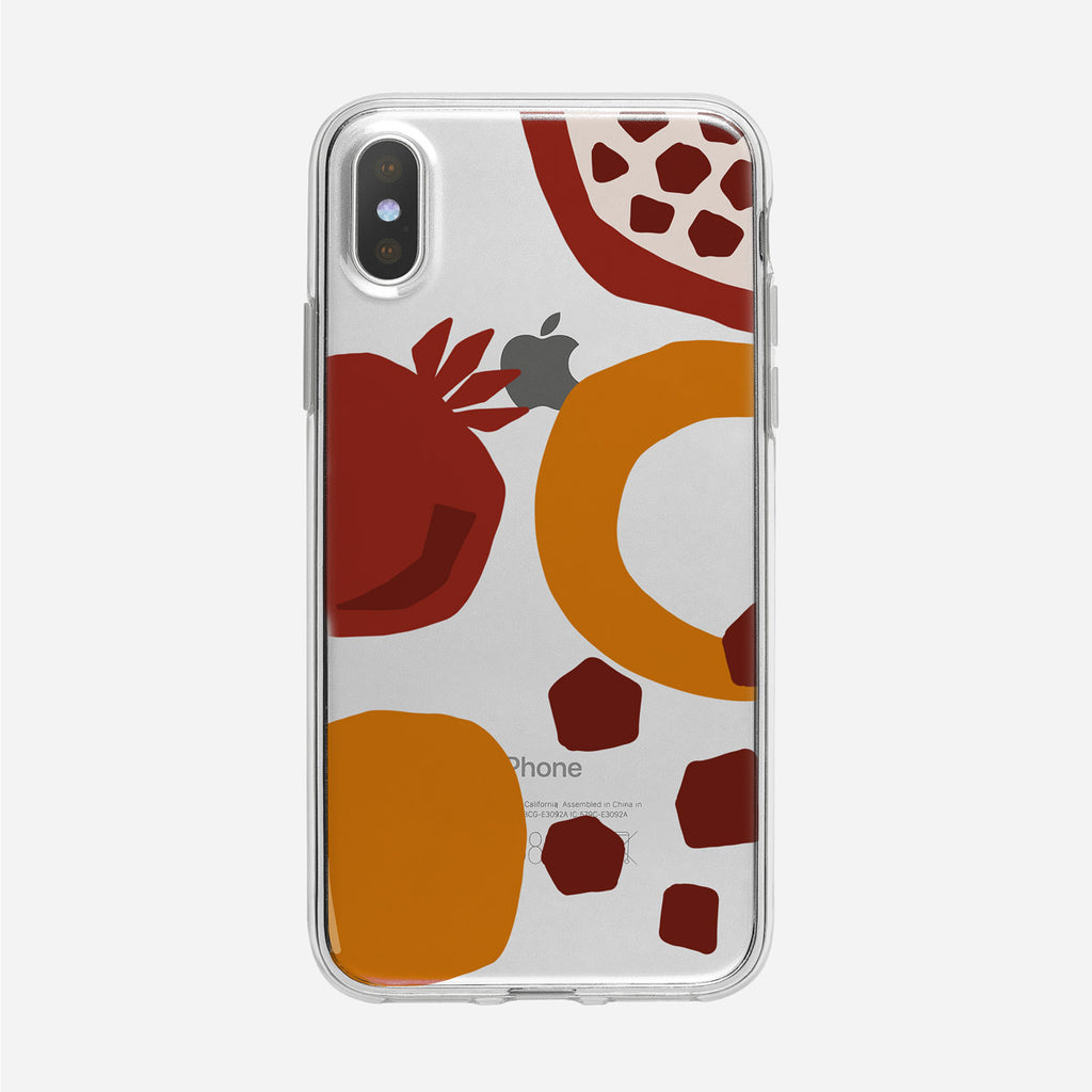 Funky Pomegranate and Orange Pattern Clear iPhone Case from Tiny Quail