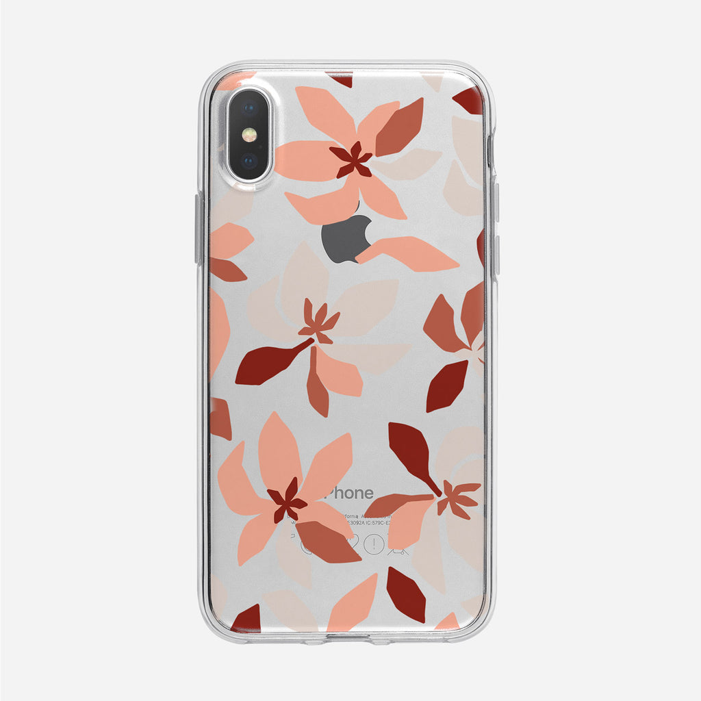 Funky Colorful Peach Floral Pattern Clear iPhone Case from Tiny Quail