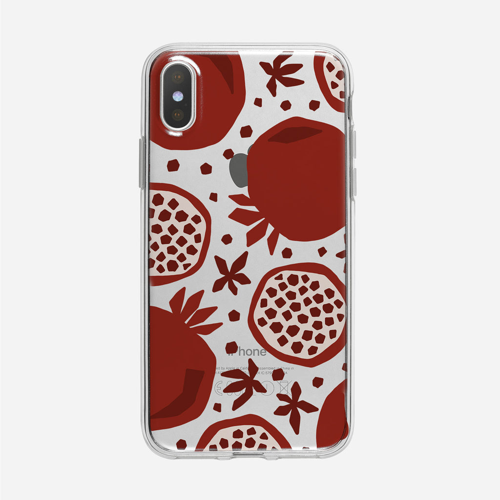 Funky Pomegranate Pattern Clear iPhone Case from Tiny Quail