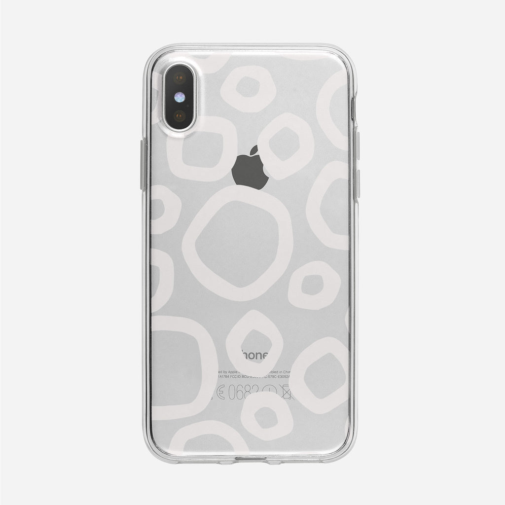 Funky Hand Drawn White Circle Pattern Clear iPhone Case from Tiny Quail
