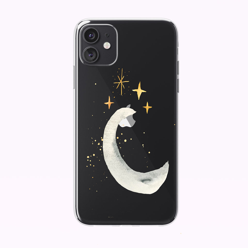 Magical Half Moon With Stars Clear iPhone Case from Tiny Quail