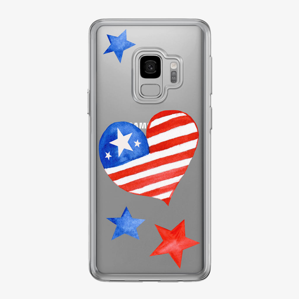Patriotic Heart and Stars Samsung Galaxy Phone Case by Tiny Quail