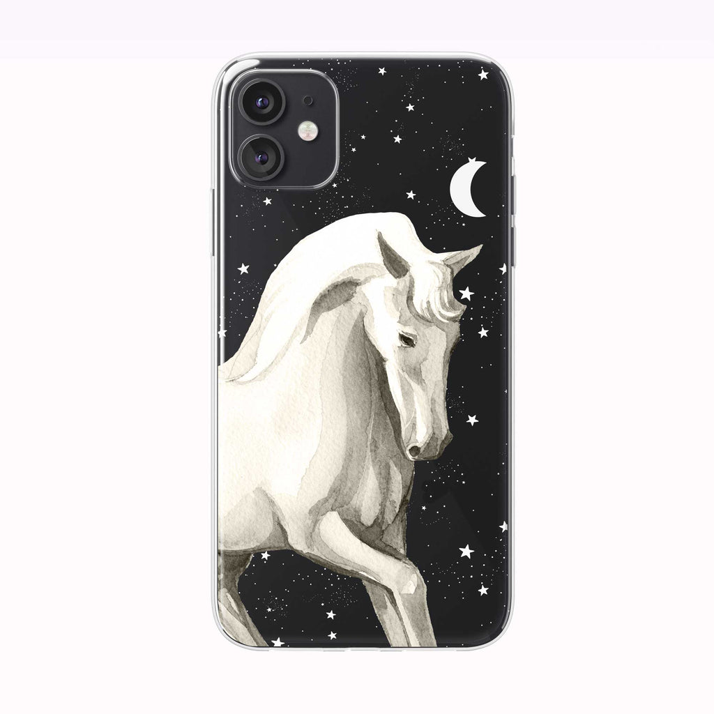 Mystical Nighttime Horse Black iPhone Case from Tiny Quail