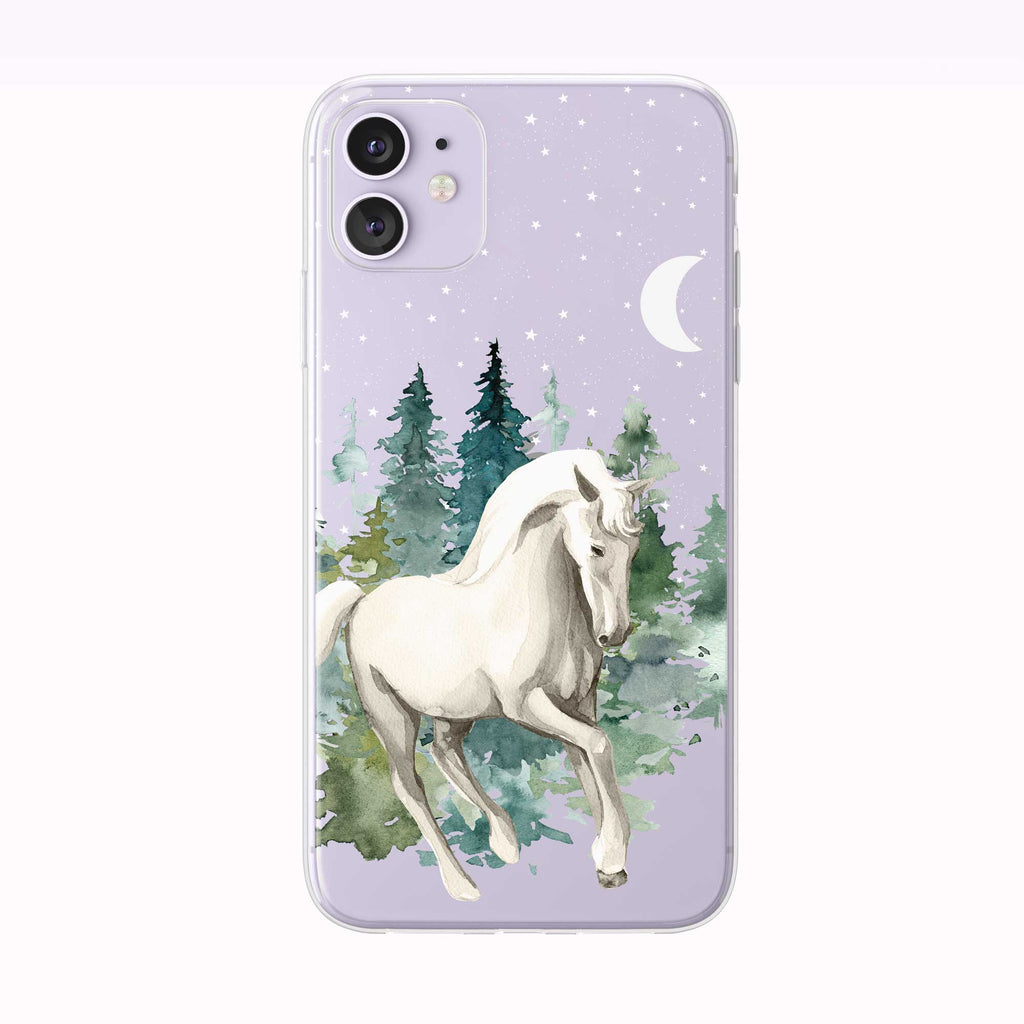 Mystical Nighttime Forest Horse Purple iPhone Case from Tiny Quail